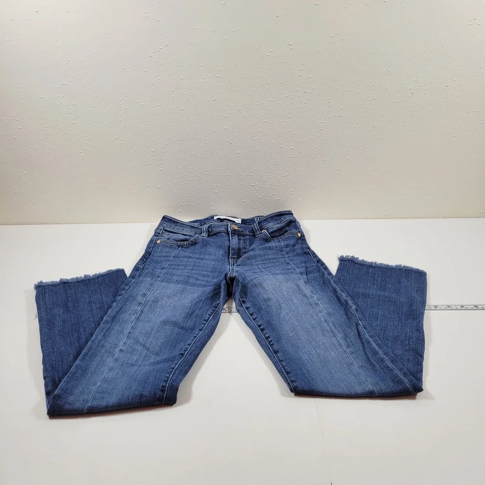 Liverpool Straight Leg Jeans Womens 2/26 Blue Excellent Raw Hem Front Seam Eco